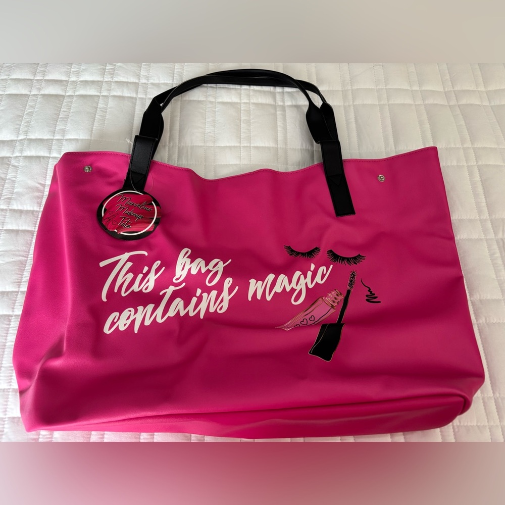 Pink Tote Bag with Black Handles